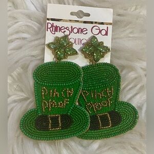 BRAND NEW WITH TAGS Pinch Proof Leprechaun Hat Earrings